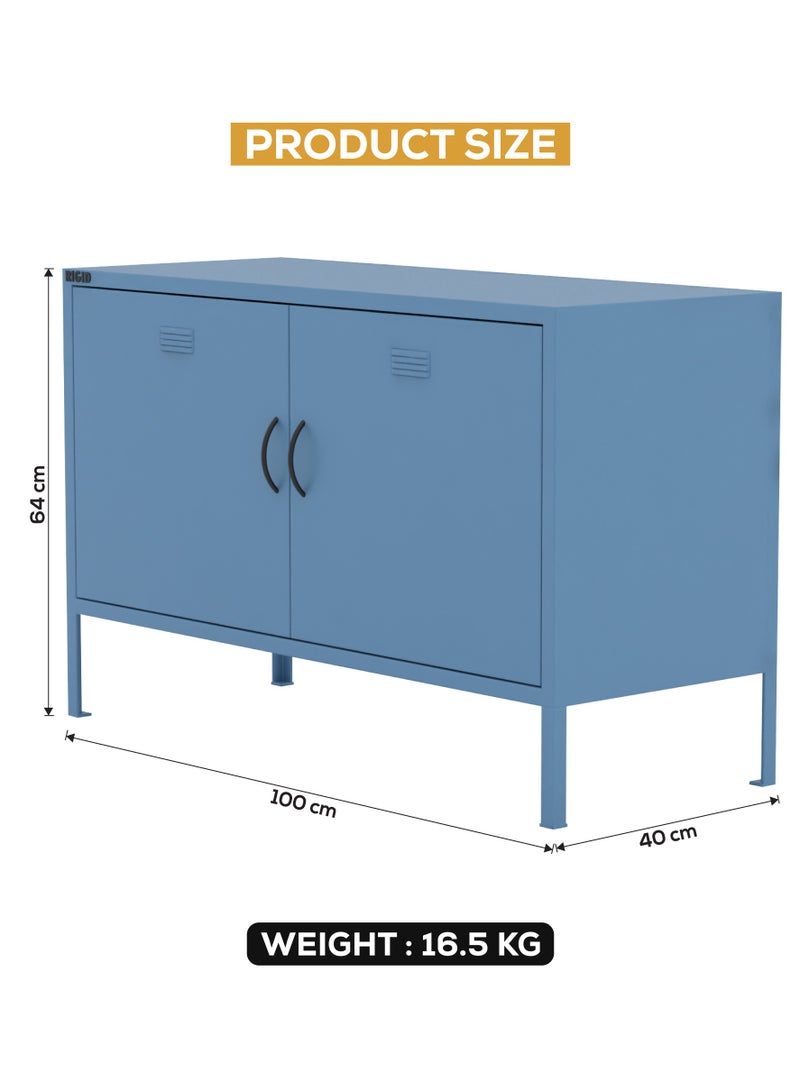 RIGID Steel Storage Cabinet with 2 Door & 3 Shelf  Blue 64x100x40cm  - Image 2