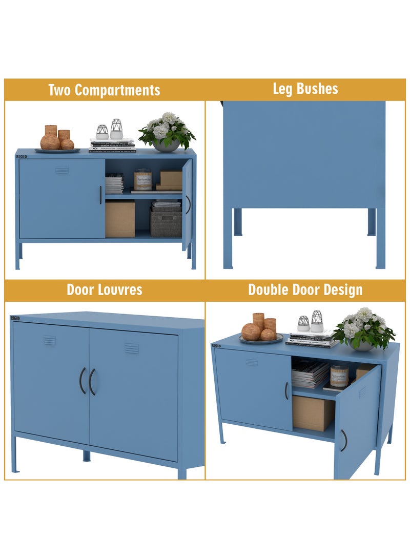 RIGID Steel Storage Cabinet with 2 Door & 3 Shelf  Blue 64x100x40cm  - Image 3