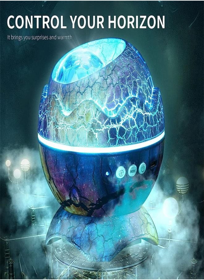 Generic - LED Cracked Dinosaur Egg Starry Sky Projector Light with Bluetooth Music, Nebula Projection Ambient Night Light - Image 1