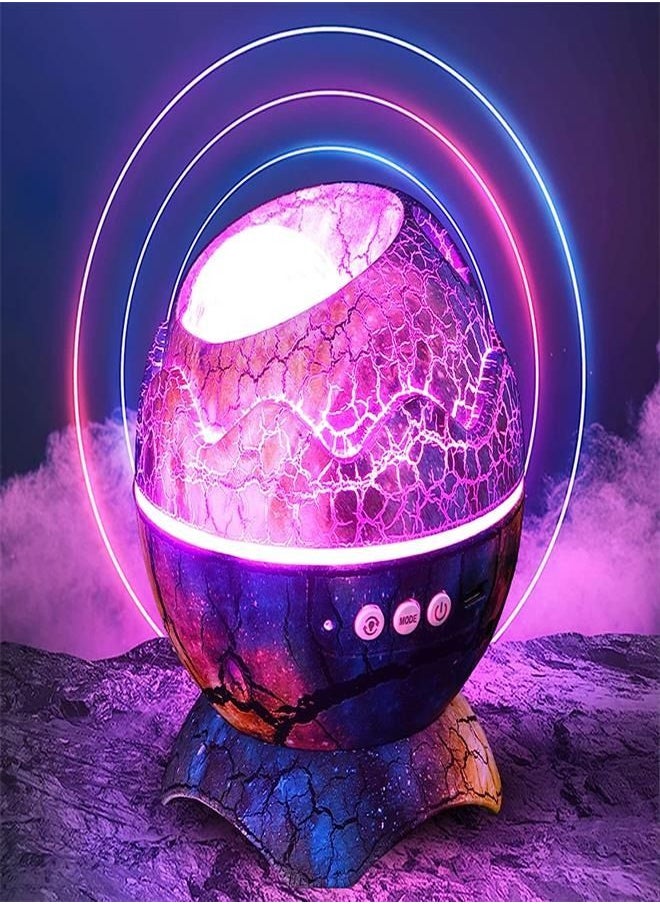 Generic - LED Cracked Dinosaur Egg Starry Sky Projector Light with Bluetooth Music, Nebula Projection Ambient Night Light - Image 1