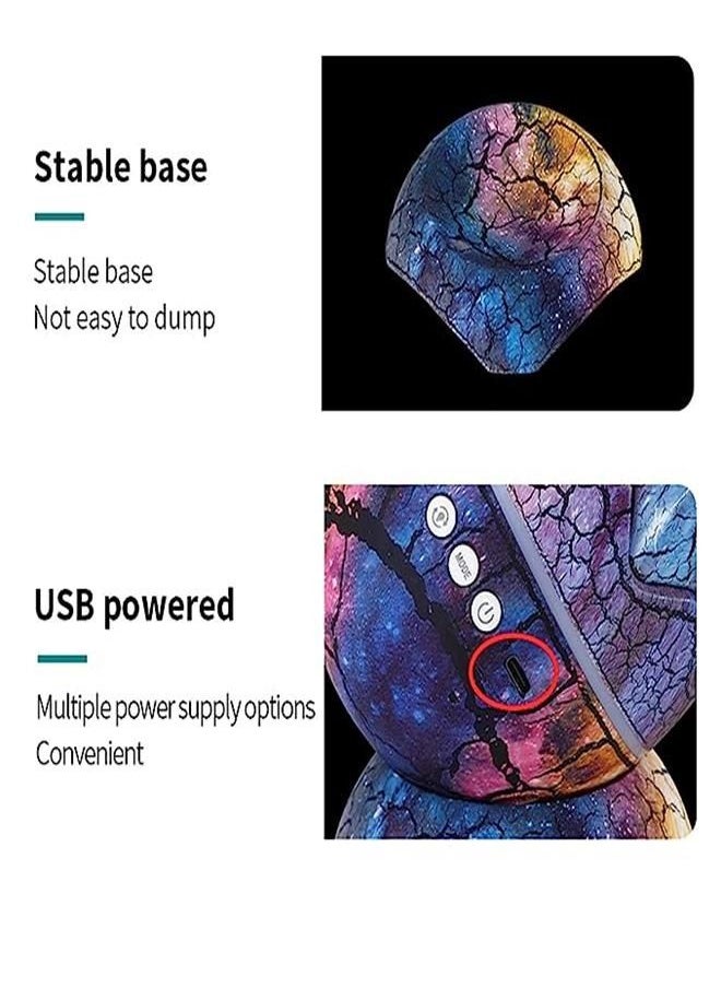 Generic - LED Cracked Dinosaur Egg Starry Sky Projector Light with Bluetooth Music, Nebula Projection Ambient Night Light - Image 1