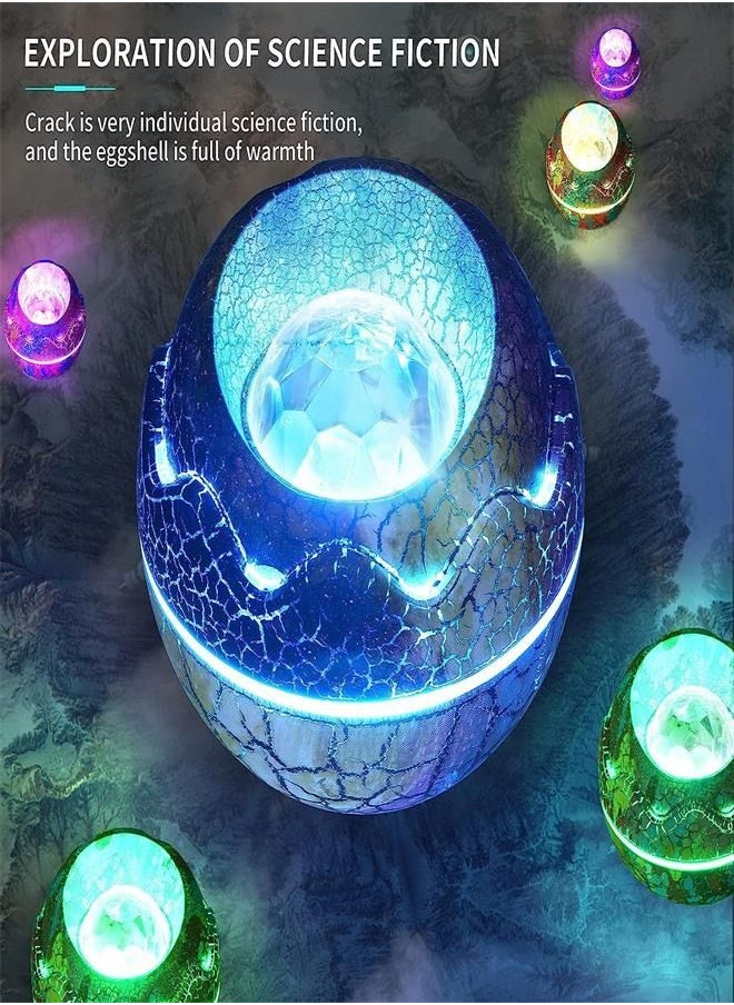 Generic - LED Cracked Dinosaur Egg Starry Sky Projector Light with Bluetooth Music, Nebula Projection Ambient Night Light - Image 1