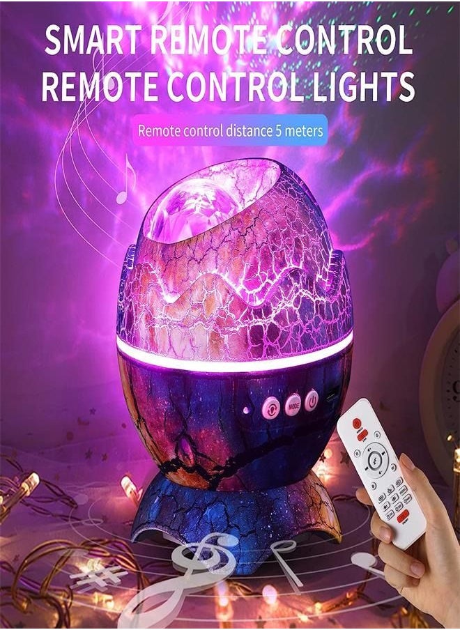 Generic - LED Cracked Dinosaur Egg Starry Sky Projector Light with Bluetooth Music, Nebula Projection Ambient Night Light - Image 1