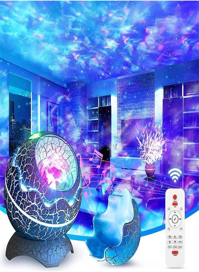 Generic - LED Cracked Dinosaur Egg Starry Sky Projector Light with Bluetooth Music, Nebula Projection Ambient Night Light - Image 1