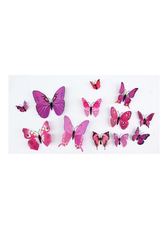 NIBEMINENT 12-Piece 3D Butterfly Shaped Wall Sticker Set Purple/Pink/Black - Image 2
