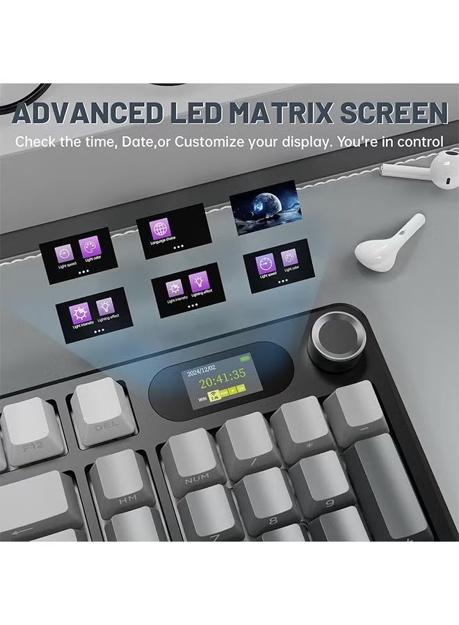 هجوم القرش لوحة مفاتيح ميكانيكية لاسلكية X98PRO، 2.4 جيجاهرتز/USB-C/BT 5.0، لوحة مفاتيح مخصصة قابلة للتبديل السريع بتقنية Gasket، لوحة مفاتيح ألعاب ميكانيكية للكمبيوتر الشخصي مزودة بأغطية مفاتيح PBT مطبوعة على الجوانب - Image 4