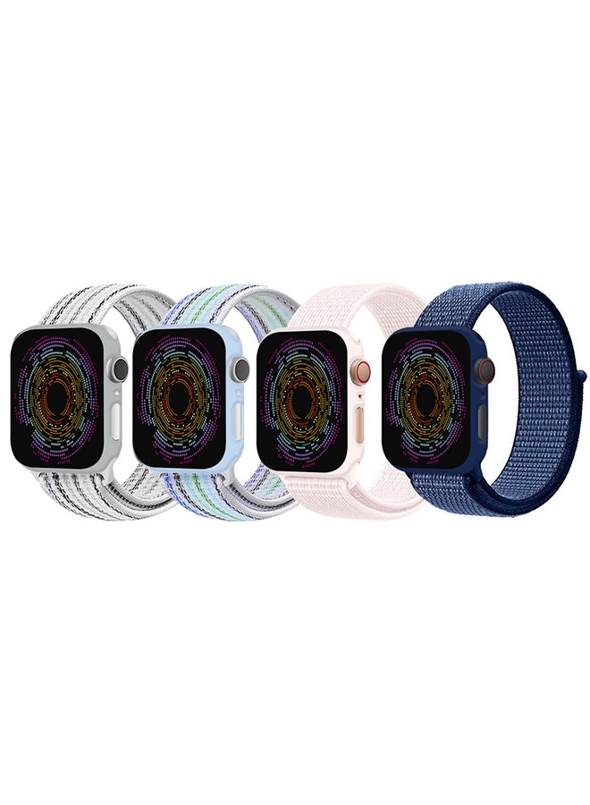 CATANES حزمة 4 أشرطة ساعة آبل 38 مم 40 مم 41 مم حزام رياضي من النايلون مع إطلاق سريع قماش ناعم قابل للتعديل حزام فيلكرو بديل للمعصم للرجال والنساء متوافق مع السلاسل SE/7/6/5/4/3/2/1 - Image 2