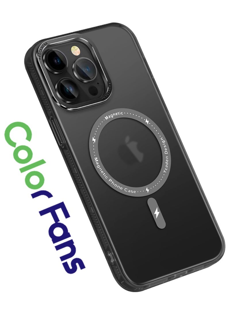 Color Fans جراب مغناطيسي لهاتف iPhone 13 Pro Max متوافق مع MagSafe Slim غطاء هاتف شفاف غير لامع أسود غير لامع