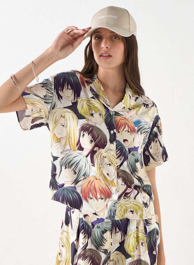 اس بي كاركترز قميص قطن بأكمام قصيرة وطبعات أنمي - Image 1