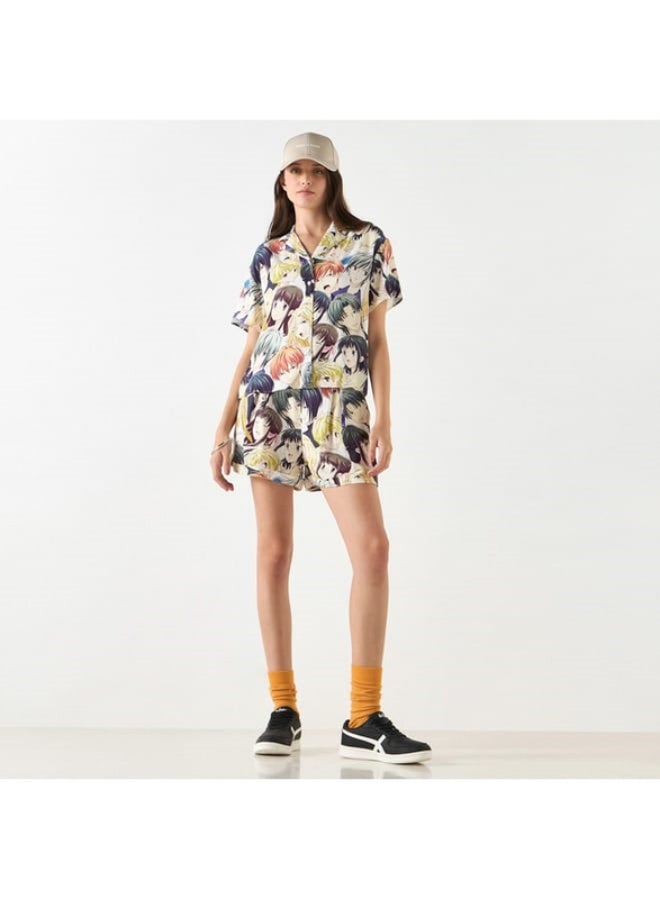 SP Characters All-Over Anime Print Shirt with Short Sleeves  - Image 2