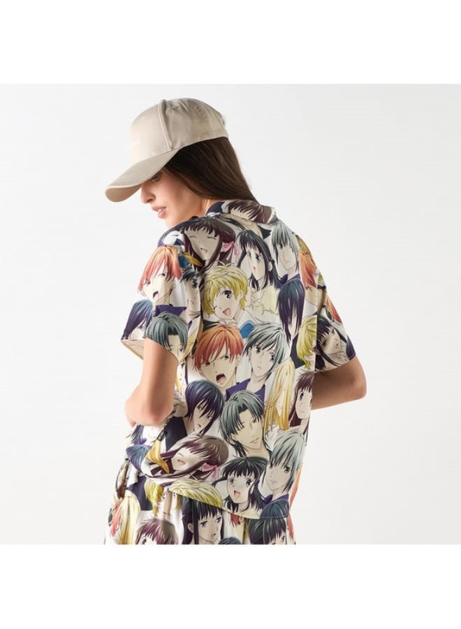 SP Characters All-Over Anime Print Shirt with Short Sleeves  - Image 3