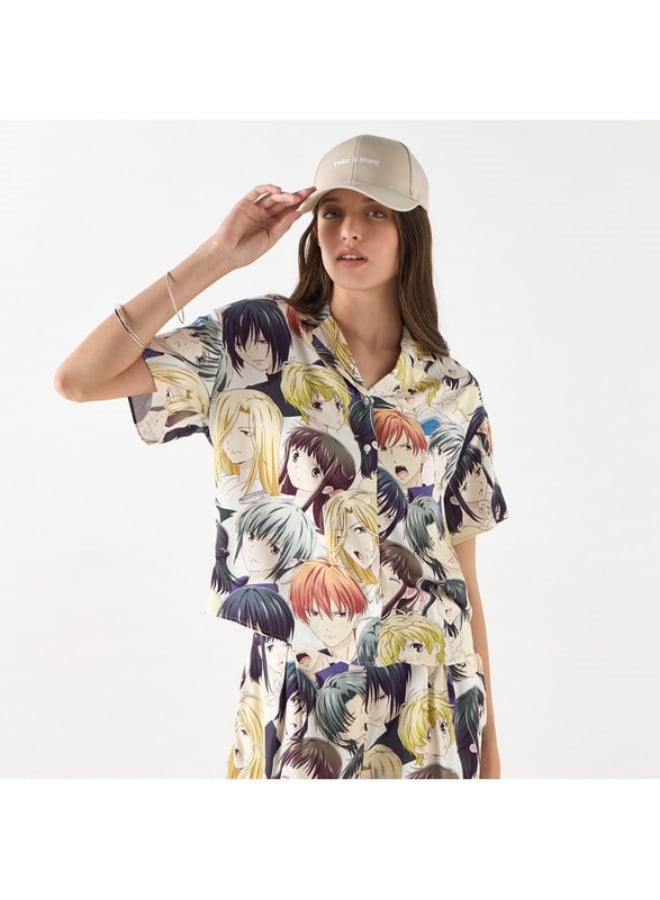 SP Characters All-Over Anime Print Shirt with Short Sleeves  - Image 4