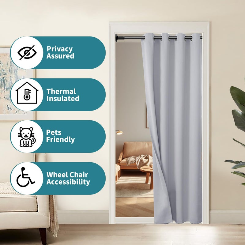 BGment Bression Brague Ray Door Startain 80 بوصة الطول لمدخل غرفة نوم الخزانة الستار الخصوصية الحرارية معزول معزول الغرفة المقسم لفصل الغرفة 1 لوحة 52 بوصة - Image 3