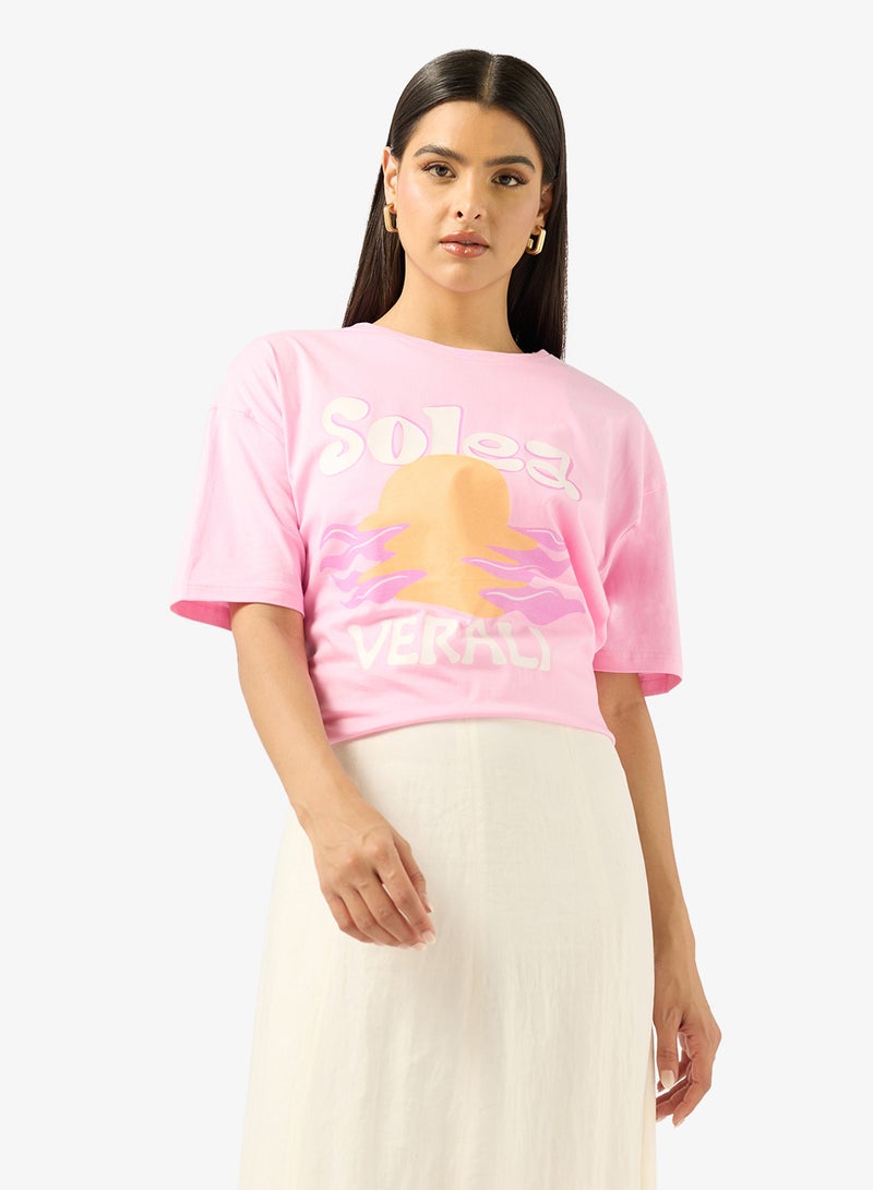 Ginger Cotton Oversize Summer Graphic T-shirt - Image 1