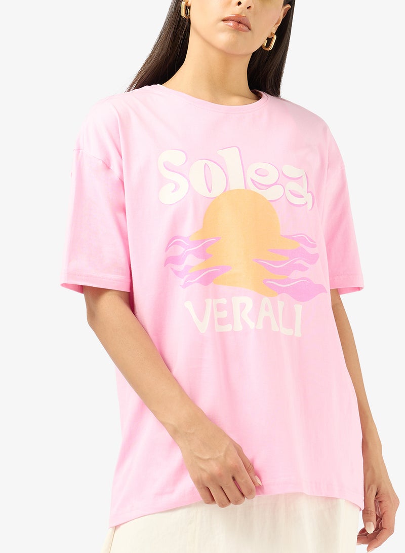 Ginger Cotton Oversize Summer Graphic T-shirt - Image 3