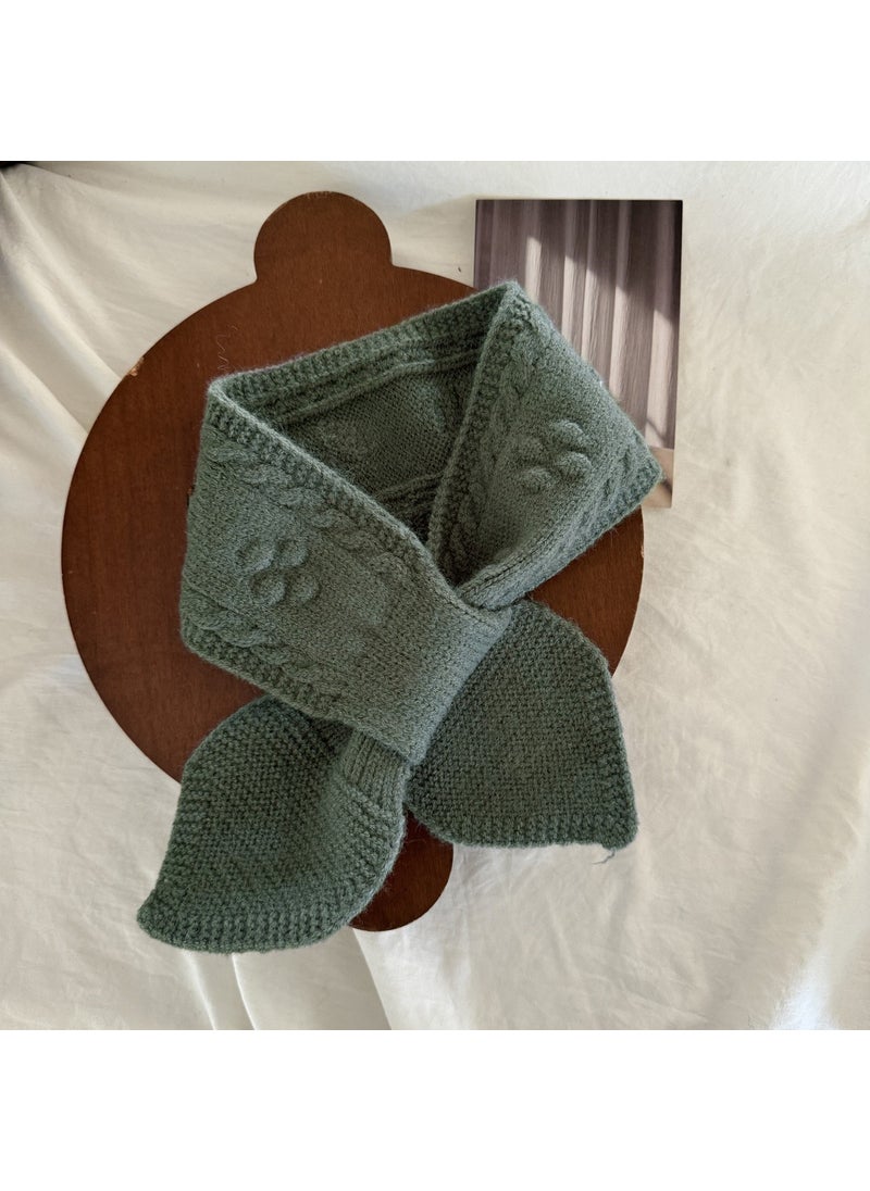 Generic Kids Knit Scarf Winter Warm Neck Gaiter Military green 