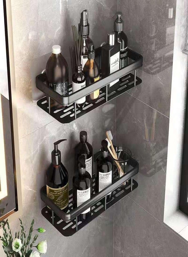 ZEXREL® Self-Adhesive Multipurpose Wall Mounted Bathroom Shelf and Rack for Bathroom and Kitchen,Space Saving Bathroom Organizer Shelf, Punch Free Wall Shelves, Wall Stand Black - (Pack 2) - Image 3