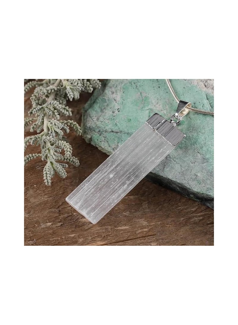 REBUY REBUY Selenite Pendant Crystal Healing Gemstone Pendant Stone Jewelry for Men & Women  - Image 2