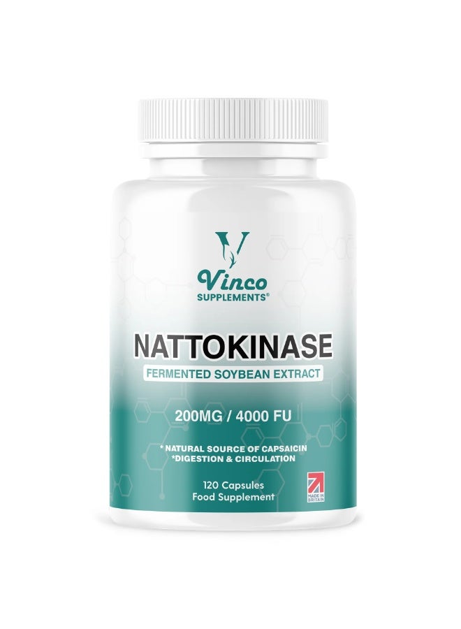 Vinco Supplements Nattokinase 4000 FU ,to support circulation and healthy cholesterol levels ,120 Capsules - Image 1