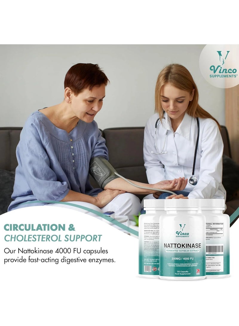 Vinco Supplements Nattokinase 4000 FU ,to support circulation and healthy cholesterol levels ,120 Capsules - Image 4