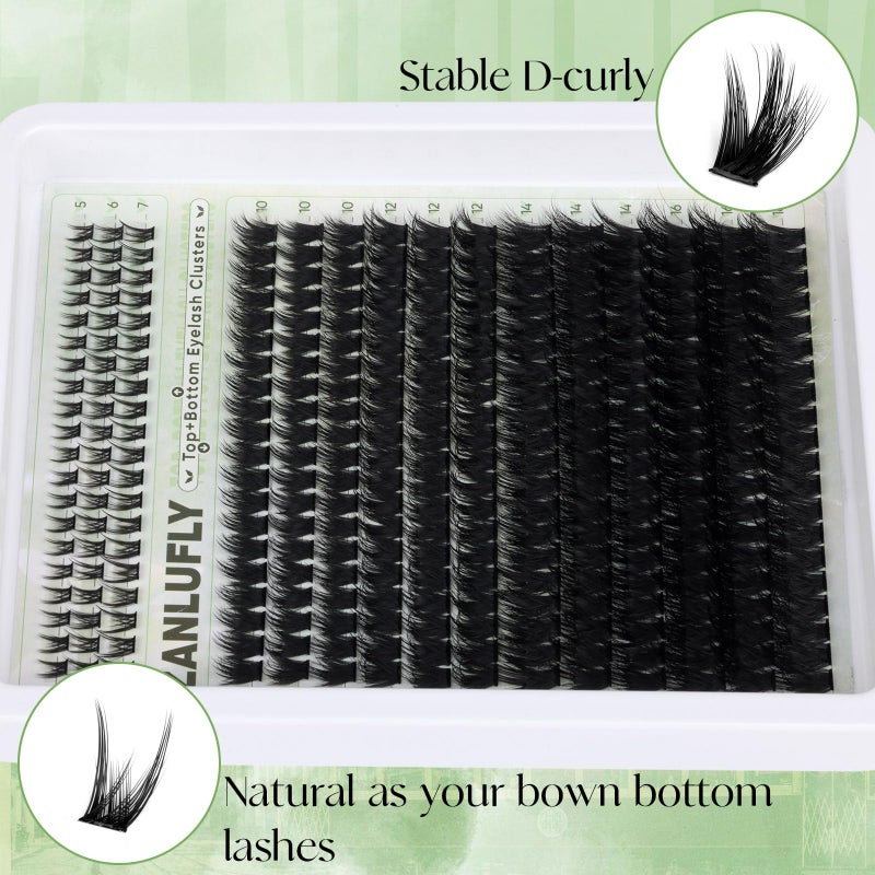 zanlufly Volume Lash Clusters with 5-7MM Bottom Lashes D-curly Eyelash Clusters Wispy Lash Extension 300Pcs Individual Lashes Thin Band Cluster Eyelash Extension 10-16MM Cluster Lashes DIY at Home by ZANLUFLY - Image 4