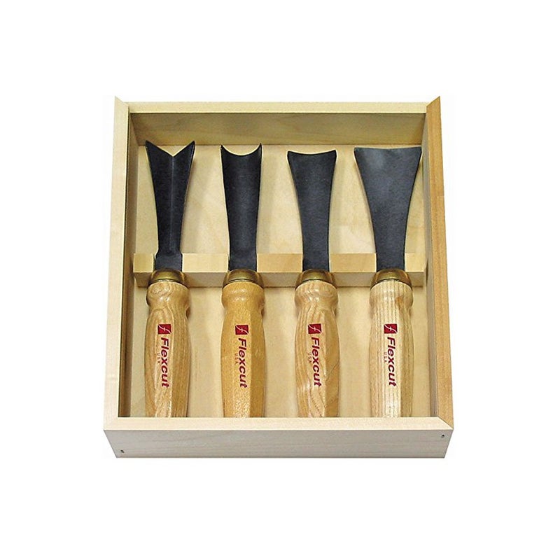 Flexcut Carving Tools Sculptors Set MC175  4Piece Mallet Wood Carving Kit Chisels and Gouges Made in the USA