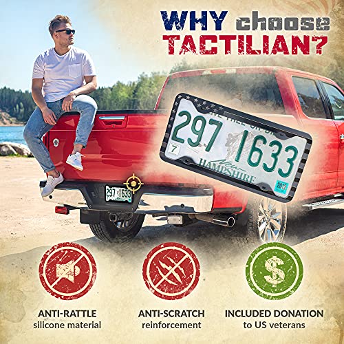 TACTILIAN Original Silicone American Flag License Plate Frames - Subdued 3D Stars & Stripes US Flag License Plate Holder for Car Truck SUV - Patriotic Front License Plate Cover Exterior Accessories - Image 2