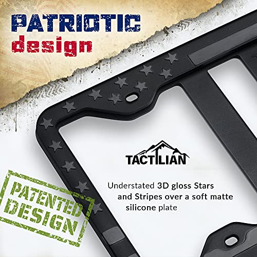 TACTILIAN Original Silicone American Flag License Plate Frames - Subdued 3D Stars & Stripes US Flag License Plate Holder for Car Truck SUV - Patriotic Front License Plate Cover Exterior Accessories - Image 3