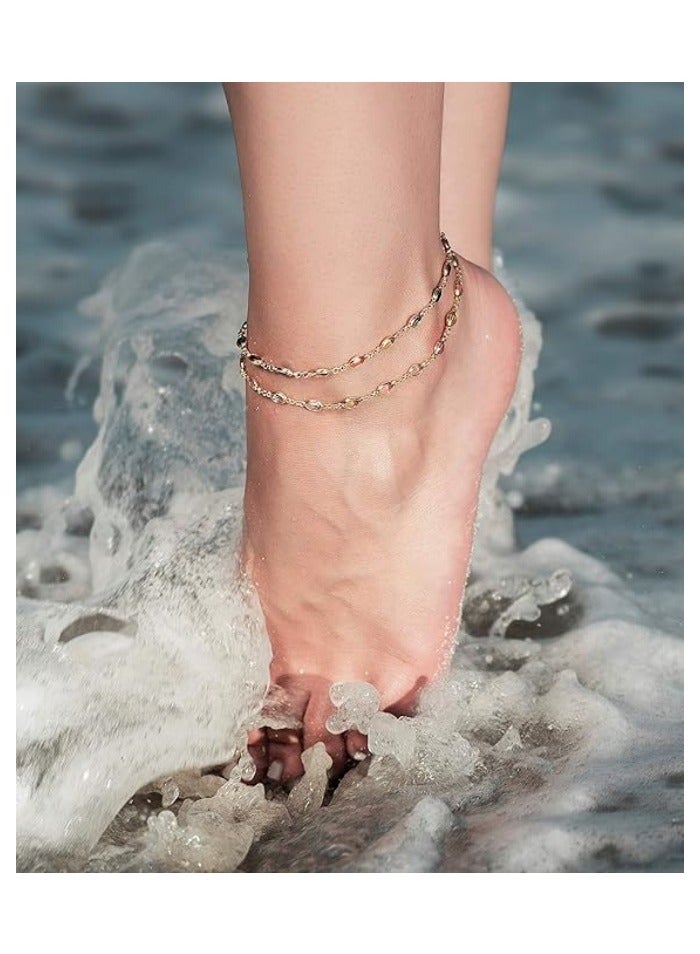 18K Gold Plated Gold and Multi Color Crystal Baguette Anklet - Image 2