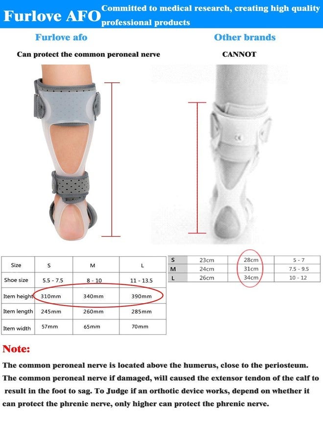 Furlove AFO Drop Foot Brace Medical Ankle Foot Orthosis Support Foot Drop Postural Correction Brace (Right/L) - Image 5