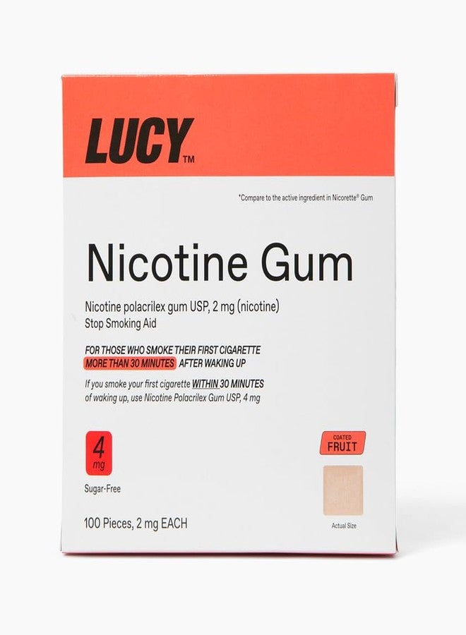 LUCY™ NRT Nicotine Gum, Stop Smoking Aid, Fruit Flavor, 4mg 100-Count - Image 1