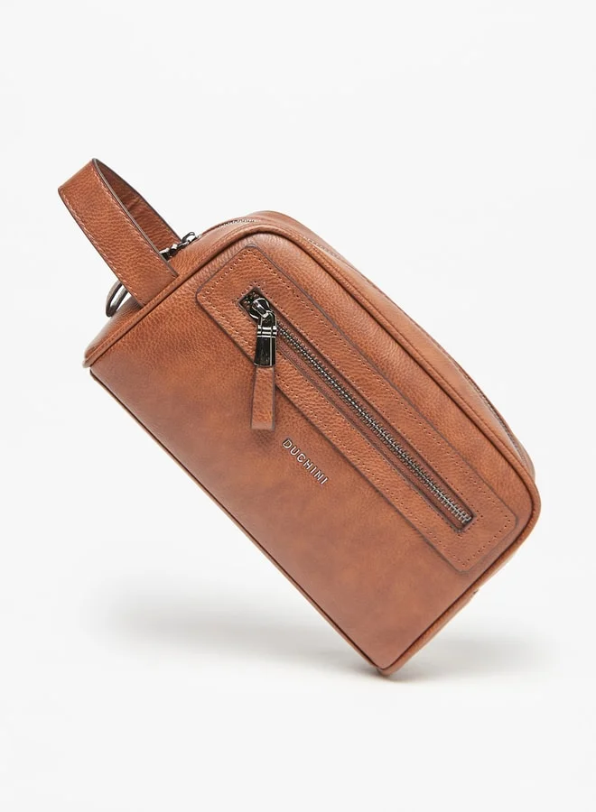 DUCHINI Men's Solid Pouch with Zip Closure and Wrist Strap