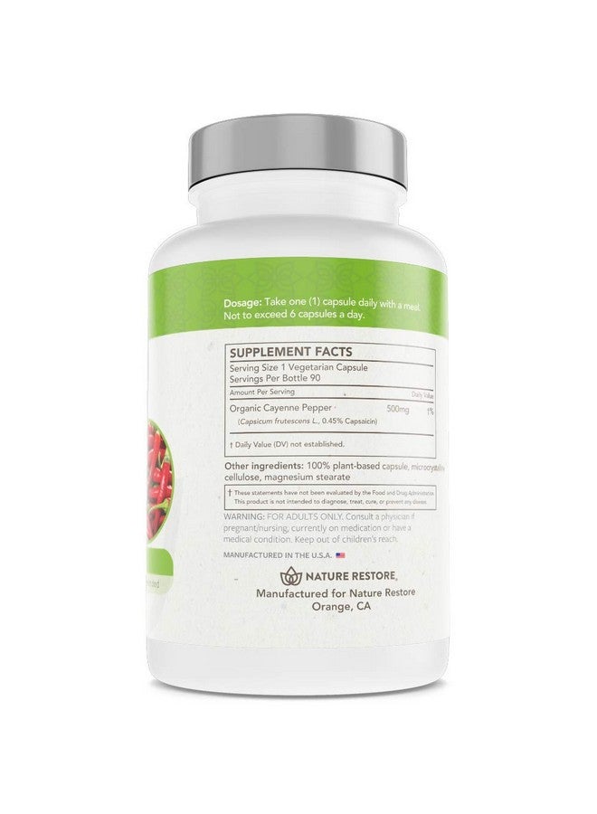 Nature Restore Cayenne Pepper Extract Supplement, Standardized to 0.45 Percent Capsaicin, 70,000 Scoville Heat Units, 90 Capsules, Manufactured in USA, Non-GMO & Gluten Free - Image 2
