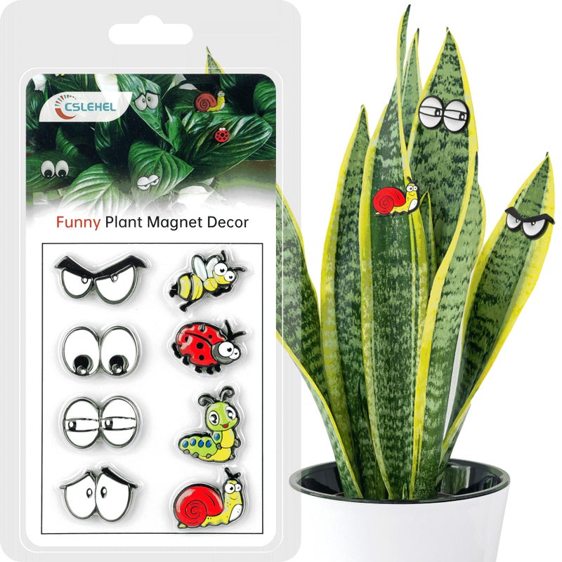 Cslehel Plant Magnets Eyes for Potted Plants 8 PCS Cute Magnetic Plant Eyes with Cartoon Eyes, Funny Plants Pins for Indoor Outdoor Office Plants Accessories, Plants Lover Gifts, Magnets for Fridge - Image 1