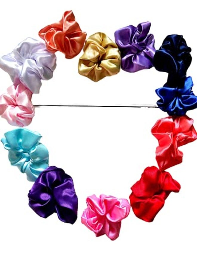 DPK Satin Soft Silky Scrunchies For Women And Girls, Multicolor Soft Silky Scrunchies For Elastic Hair Bands ||24 Pieces|| - Image 1
