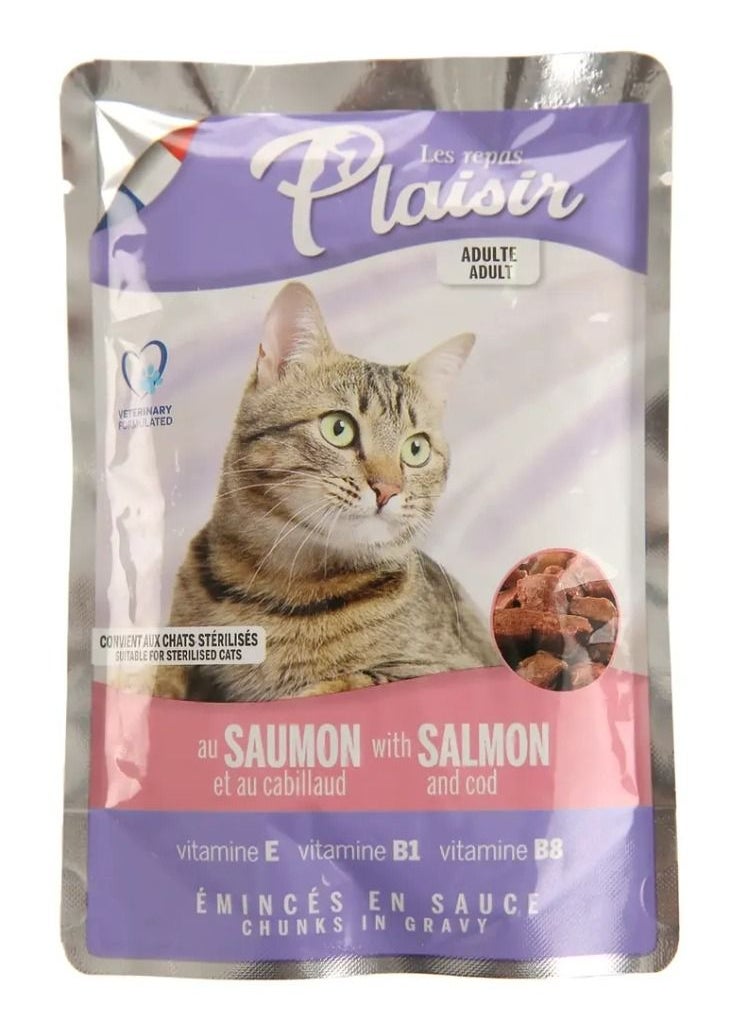 Les Repas Plaisir Wet Cat Food Chunks Salmon & Cod For Adult Cat 100 G  - Image 1
