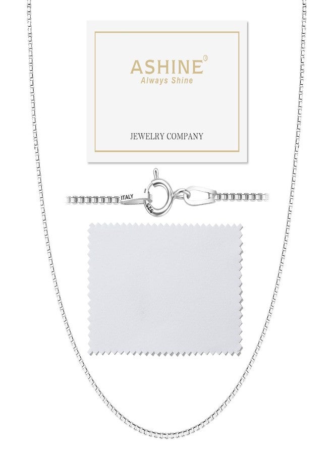 ASHINE 925 Sterling Silver Box Chain Necklace for Women, 1mm 0.8mm Replacement Link Chain for Pendants, Dainty & Sturdy Necklace Available in 16-36 Inch, 16 inch, Sterling Silver, No Gemstone - Image 1
