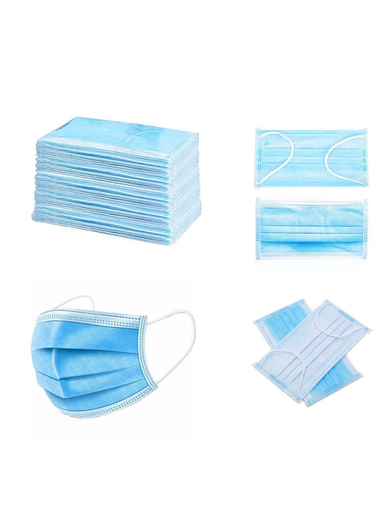 MedOne 50-Pieces 3 Ply Disposable Blue Face Mask For Adults Individually Packed  - Image 2