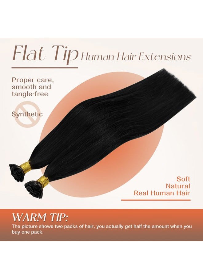 Sunny Hair Black Keratin Flat Tip Extensions - Jet Black Remy Human Hair - Silky Straight, 50g/pack, 22inch  - Image 3
