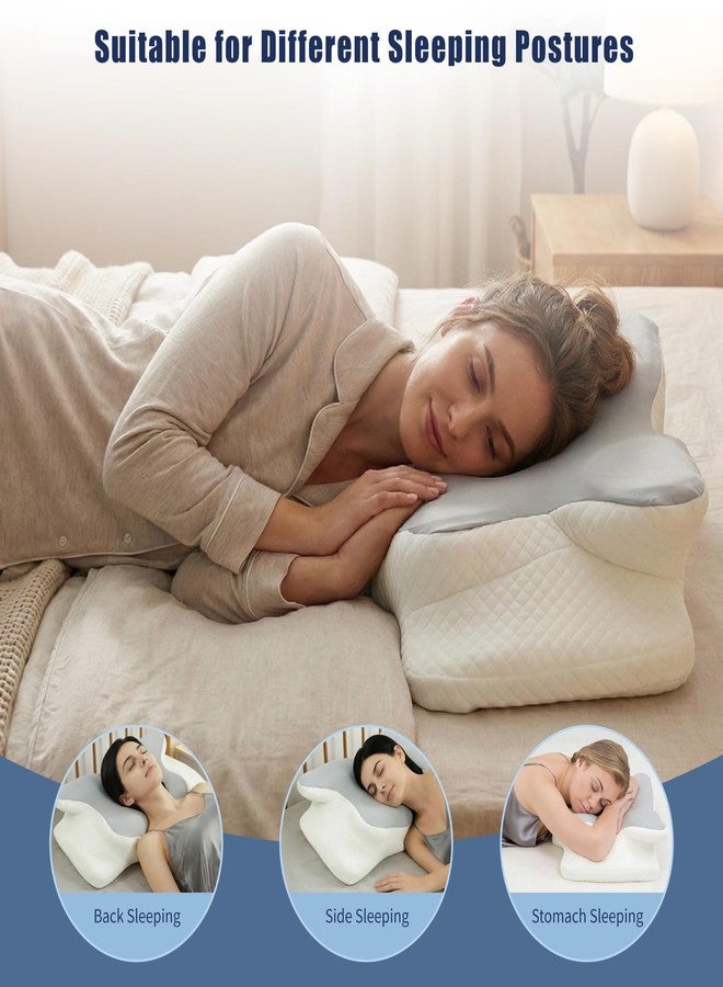 RUNZI Premium Memory Foam Neck Pillow, Cervical Neck Pillow for Neck Pain Relief, Ergonomic Neck Support Butterfly Design Pillow for Side, Back & Stomach Sleepers with Removable Pillowcase - Image 5