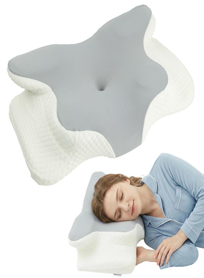 RUNZI Premium Memory Foam Neck Pillow, Cervical Neck Pillow for Neck Pain Relief, Ergonomic Neck Support Butterfly Design Pillow for Side, Back & Stomach Sleepers with Removable Pillowcase - Image 1