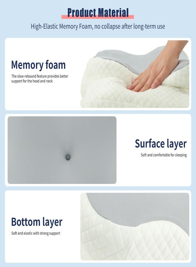 RUNZI Premium Memory Foam Neck Pillow, Cervical Neck Pillow for Neck Pain Relief, Ergonomic Neck Support Butterfly Design Pillow for Side, Back & Stomach Sleepers with Removable Pillowcase - Image 4