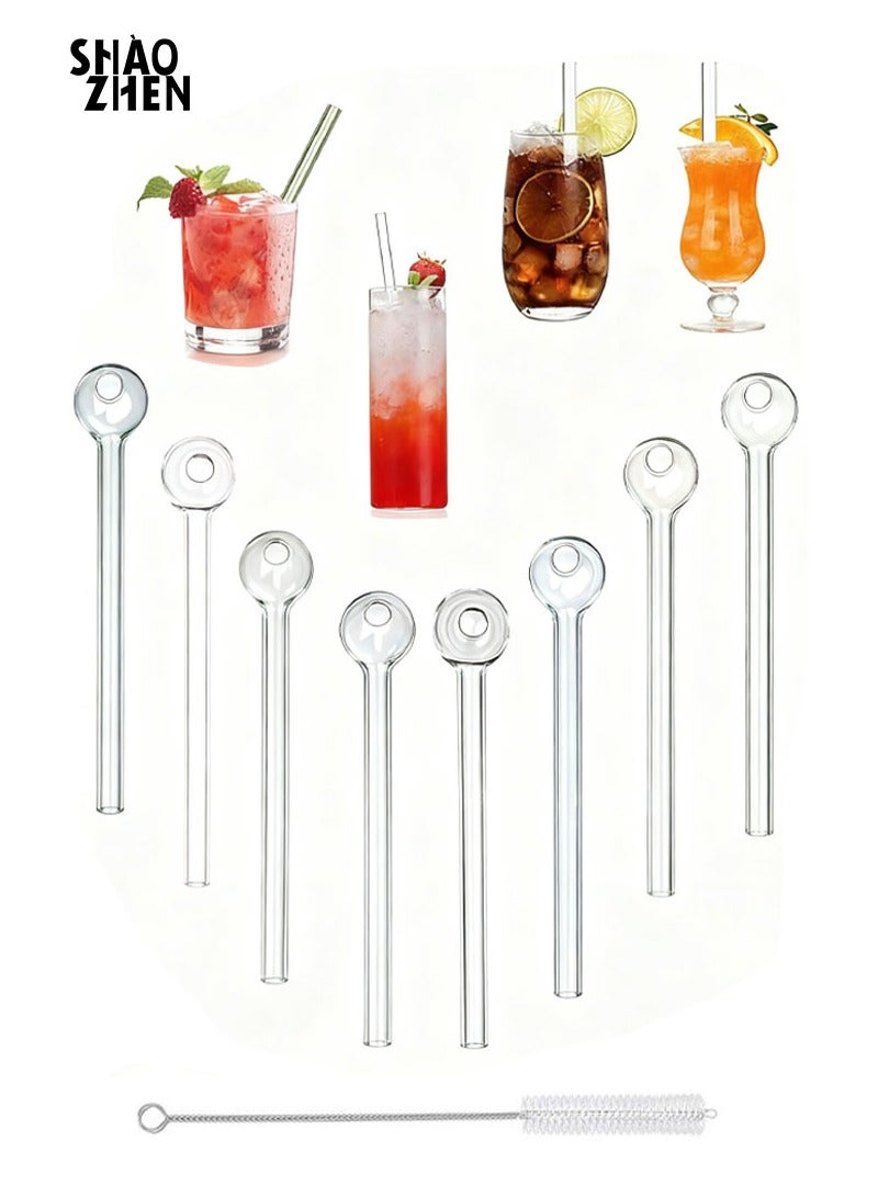 SHAOZHEN Breakproof Glass Straws - Durable Reusable Glass Straws 8 Pack with 1 Cleaning Brush for Drinks, Herbs, Smoothies, Aromatherapy（Transparent Color） - Image 1