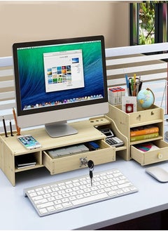 fashionhome Wooden Small Monitor Stand Workspace Organizer  - Image 1