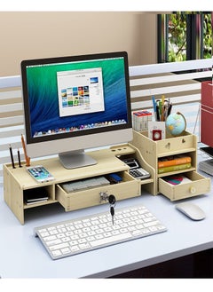 fashionhome Wooden Small Monitor Stand Workspace Organizer  - Image 3