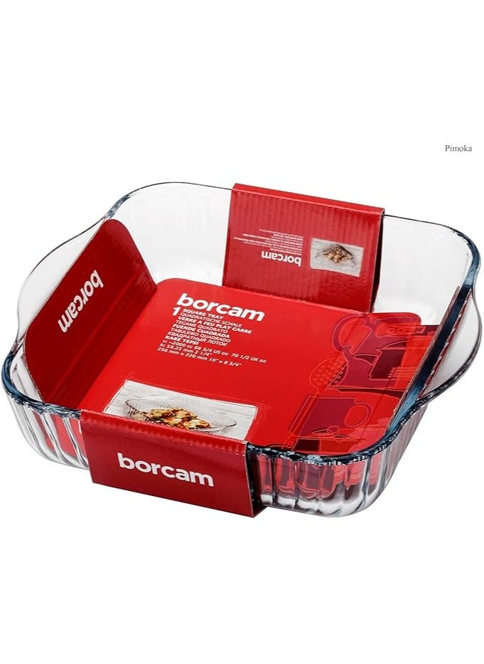 Borcam Brocam 2-Piece Square Pyrex Heat-Resistant Glass Tray Set, 2 Sizes, Made in Turkey  - Image 3