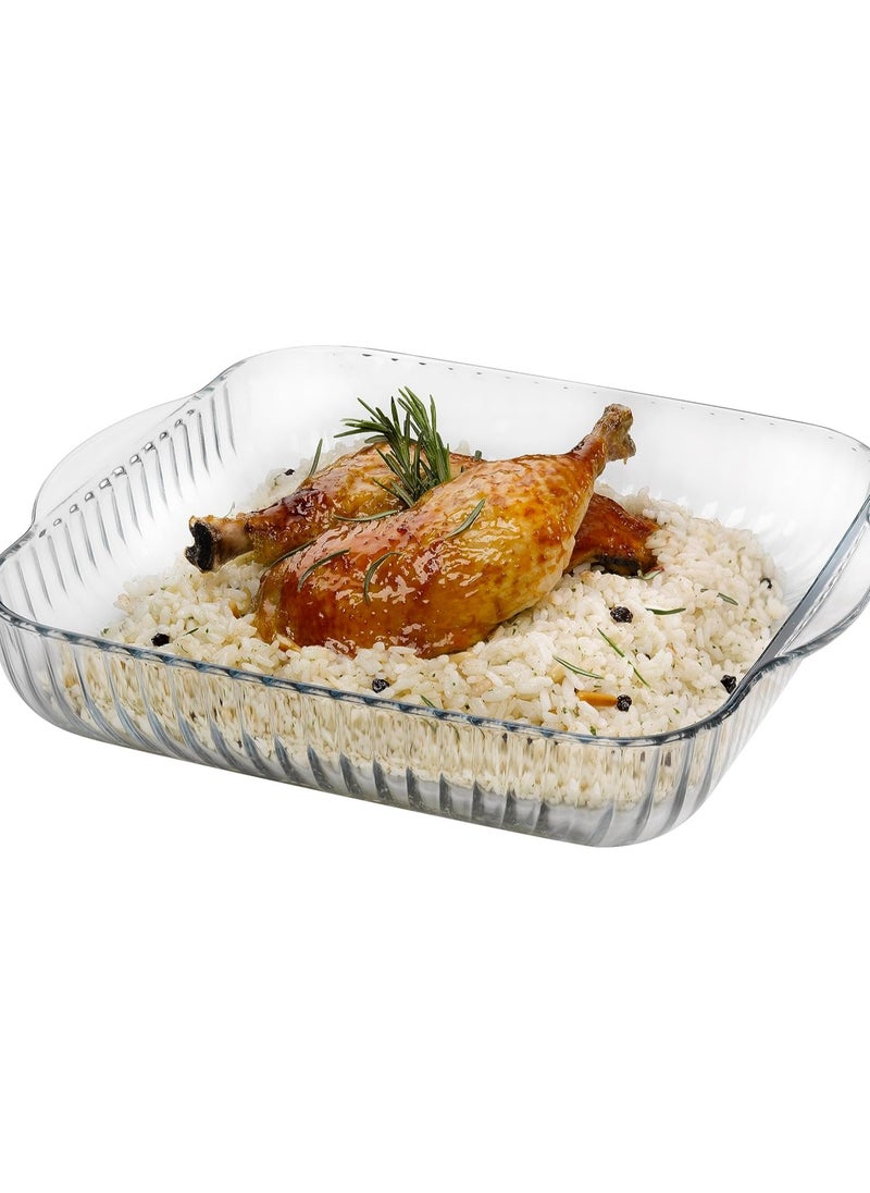 Borcam Brocam 2-Piece Square Pyrex Heat-Resistant Glass Tray Set, 2 Sizes, Made in Turkey  - Image 4