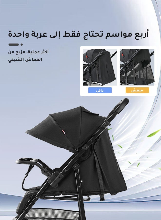 الأورلار عربة أطفال قابلة للطي بتحويل ثنائي الاتجاه، طي بلمسة واحدة، قابلة للتعديل من الأمام والخلف، مزودة بطاولة طعام، وزاوية قابلة للتعديل. - Image 5