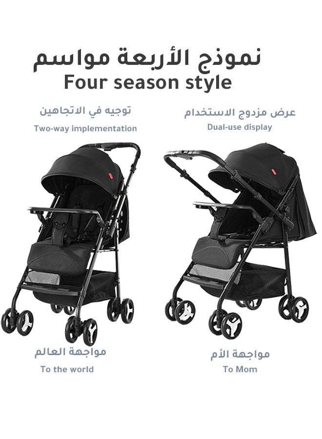الأورلار عربة أطفال قابلة للطي بتحويل ثنائي الاتجاه، طي بلمسة واحدة، قابلة للتعديل من الأمام والخلف، مزودة بطاولة طعام، وزاوية قابلة للتعديل. - Image 4