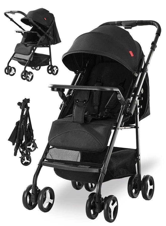 الأورلار عربة أطفال قابلة للطي بتحويل ثنائي الاتجاه، طي بلمسة واحدة، قابلة للتعديل من الأمام والخلف، مزودة بطاولة طعام، وزاوية قابلة للتعديل. - Image 1